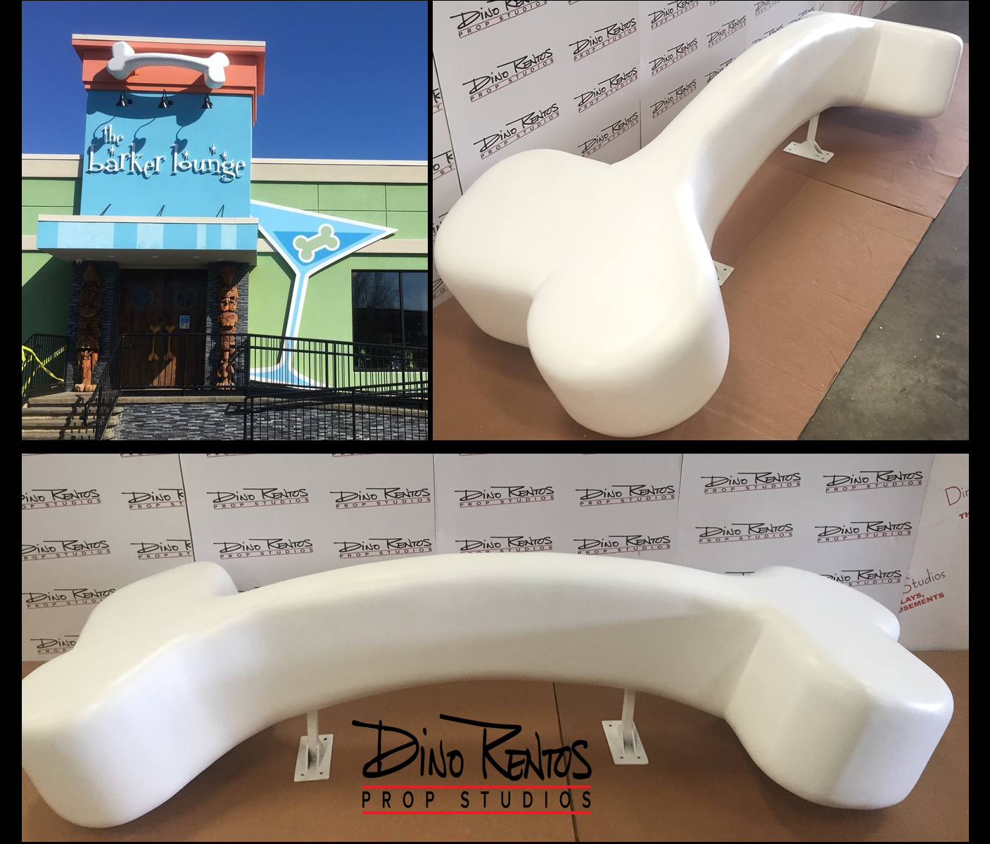 Large Foam Dog Bone for exterior sign Barker Lounge display prop retail signage