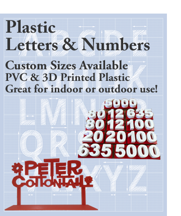 Custom Plastic and 3D Printed Plastic Letters and Numbers