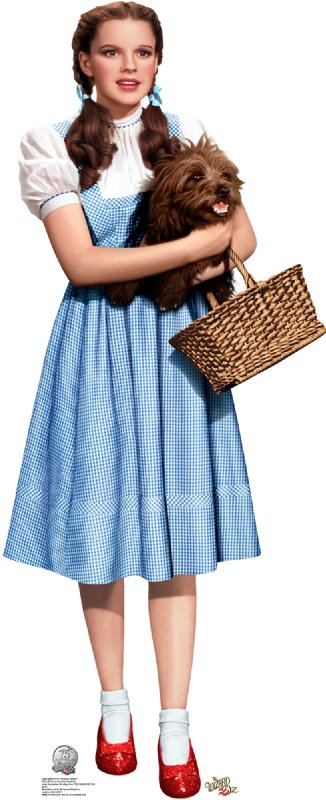 Dorothy Holding Toto - 75th Anniversary - The Wizard of Oz Cardboard Cutout Standup Prop Dorothy Holding Toto - 75th Anniversary - The Wizard of Oz Cardboard Cutout Standup Prop