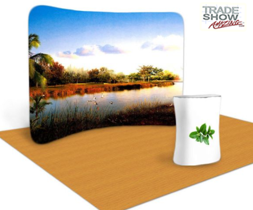 10ft Curved Portable Fabric Tension Exhibition Display System- Style A (With Graphic) 10ft Curved Portable Fabric Tension Exhibition Display System- Style A (With Graphic)