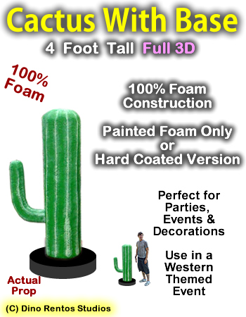 Cactus With Base 4 Foot Tall Foam Prop