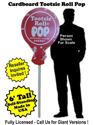 Tootsie Roll Pop Cardboard Cutout Standup Prop - Self Standing Tootsie Roll Pop Cardboard Cutout Standup Prop - Self Standing
