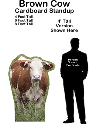 Brown Cow Cardboard Cutout Standup Prop