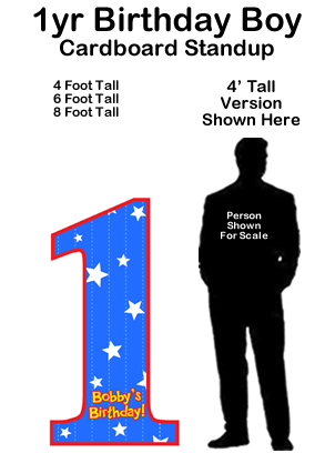 1 Year Birthday Boy Cardboard Cutout Standup Prop