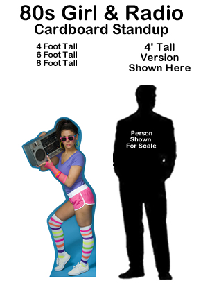 80s Girl & Radio Cardboard Cutout Standup Prop