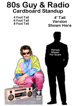 80s Guy & Radio Cardboard Cutout Standup Prop