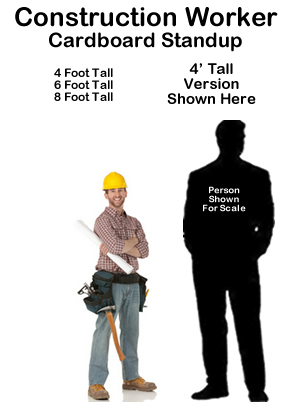 Construction Worker Cardboard Cutout Standup Prop Construction Worker Cardboard Cutout Standup Prop