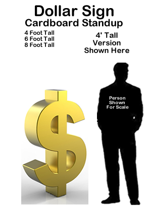 Dollar Sign Cardboard Cutout Standup Prop Dollar Sign Cardboard Cutout Standup Prop