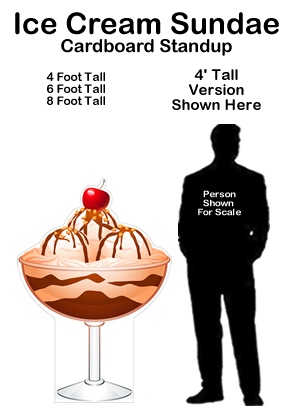 Ice Cream Sundae Cardboard Cutout Standup Prop Ice Cream Sundae Cardboard Cutout Standup Prop