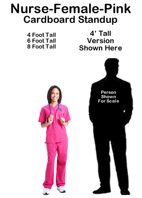Nurse Female Pink Cardboard Cutout Standup Prop Nurse Female Pink Cardboard Cutout Standup Prop