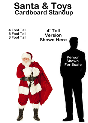 Santa and Toys Cardboard Cutout Standup Prop Santa and Toys Cardboard Cutout Standup Prop