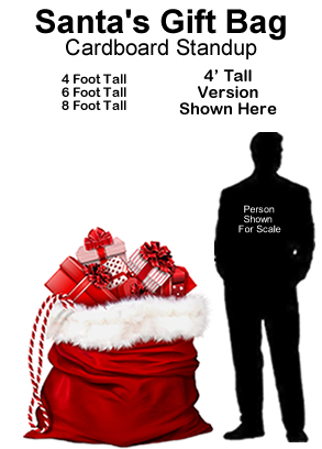 Santa Gift Bag Cardboard Cutout Standup Prop Santa Gift Bag Cardboard Cutout Standup Prop