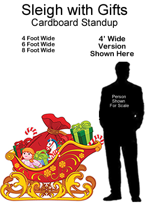 Santa Sleigh with Gifts Cardboard Cutout Standup Prop Santa Sleigh with Gifts Cardboard Cutout Standup Prop