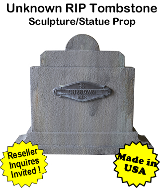 Tombstone Unknown RIP Sculpture Statue Prop