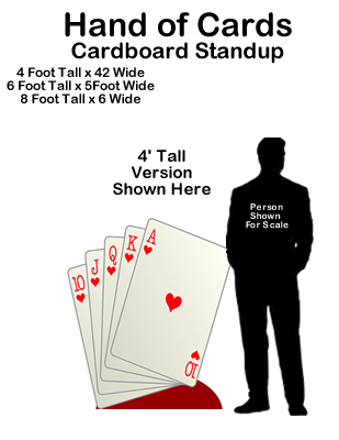 Casino Vegas Hand of Cards Cardboard Cutout Standup Prop Casino Vegas Hand of Cards Cardboard Cutout Standup Prop