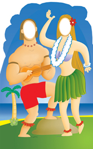 Hawaiians with Ukulele Cardboard Stand-in Hawaiians with Ukulele Cardboard Stand-in