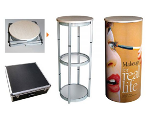 Round Portable Trade Show Counter with Printed Artwork Round Portable Trade Show Counter with Printed Artwork