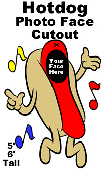 Hotdog Photo Face Cutout Standup Prop Hotdog Photo Face Cutout Standup Prop
