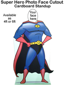 Superhero Photo Face Cutout Cardboard Standup Prop Superhero Photo Face Cutout Cardboard Standup Prop
