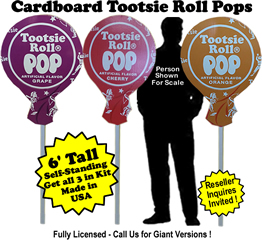 Tootsie Roll Pops Cardboard Cutout Standup Prop - Self Standing - Set of 3 Tootsie Roll Pops Cardboard Cutout Standup Prop - Self Standing - Set of 3