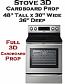 3D Cardboard Fake-Faux-Dummy Stove Appliance Prop