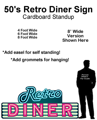 50's Retro Diner Sign Cardboard Cutout Standup Prop 