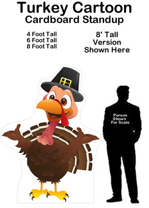 Turkey Cartoon Cardboard Cutout Standup Prop 