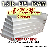 EPS Foam  Sheet - 1.5 lb Density - 2x16x24 - 6 Pieces